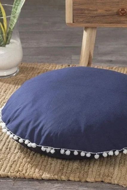 round blue color floor cushion