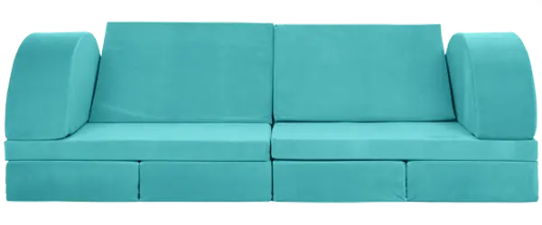 teal blue sofa foam